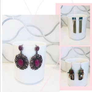 A lot of 3 pairs of gorgeous statement earrings